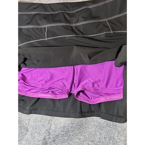 Athleta Pleated Skort Athletic Skirt Black Activewear with Zipper Pocket - Picture 6 of 9